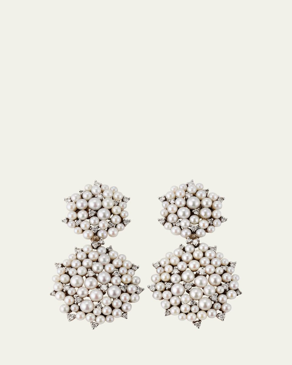 Lagrange 18K Pearl & Diamond Small Double-Dangle Earrings